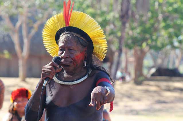 Chief Raoni has called for support to pressure the Brazilian government to protect his people's lands against armed thugs sent to intimidate them.