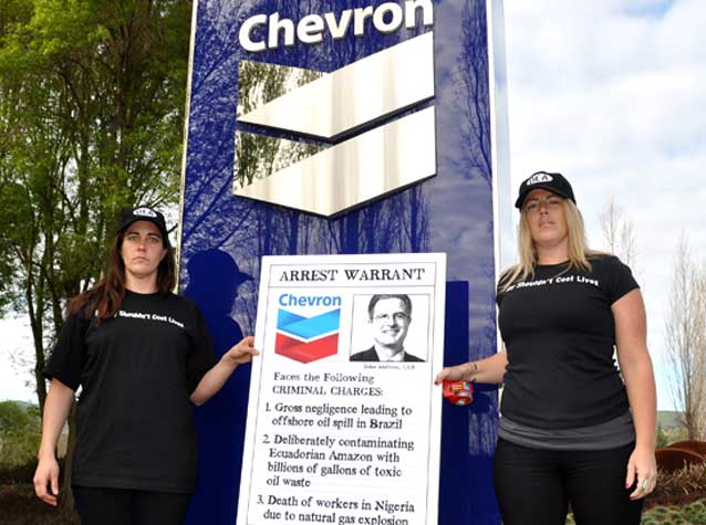 Protesting at Chevron's AGM