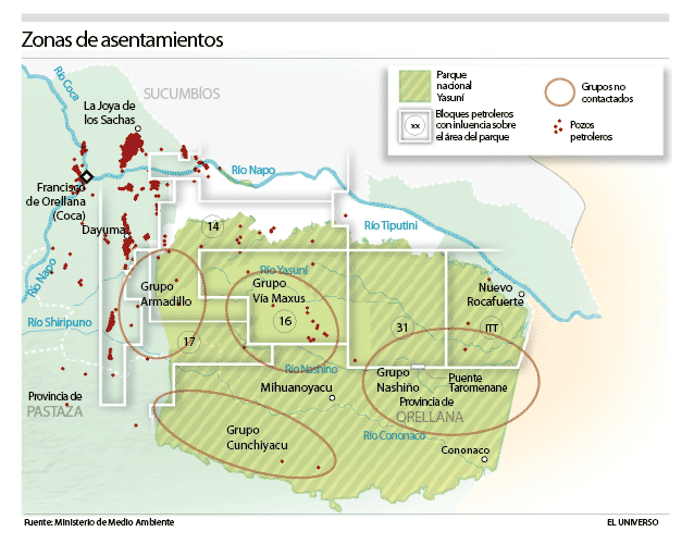 Oil blocks in the Yasuní National Park