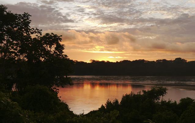 Sunset over the Rio Pastaza in Achuar territory