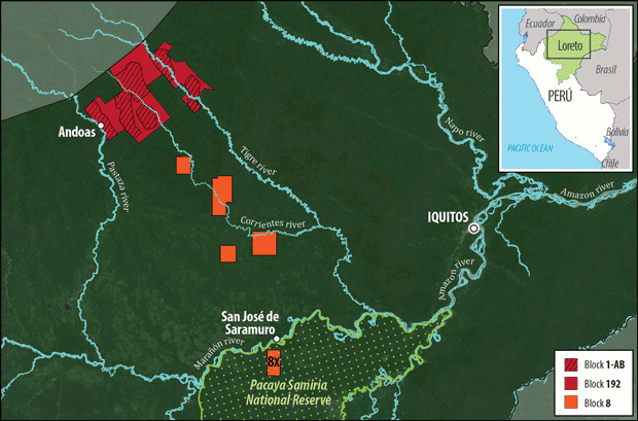 Map of Environmental Emergencies in Loreto
