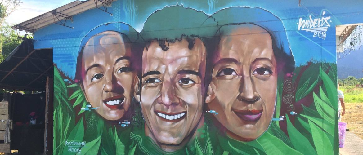 Mural on the U'wa assembly hall in memory of Terry, Lahe and Ingrid. Photo credit: Amazon Watch