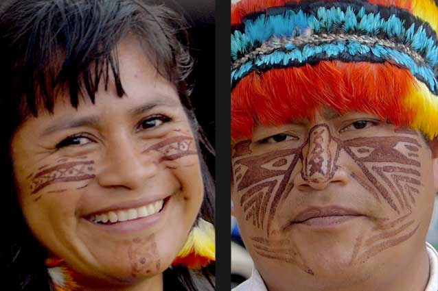 Narcisa Mashienta (left) and Jaime Vargas, President of the Achuar tribe of Ecuador.