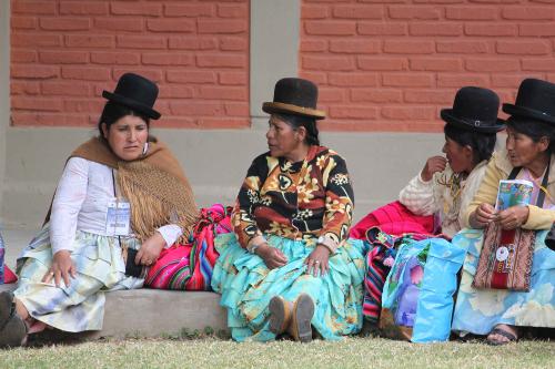 Local Indigenous participants at the People's Climate Summit in Cochabamba, Bolivia