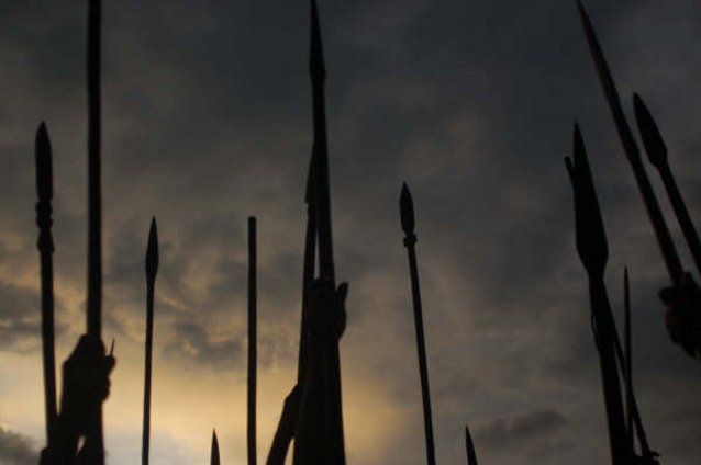 Spears raised in protest